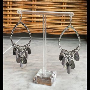 Gunmetal Earrings with Multi Drops & Charms, Leverback Earwires